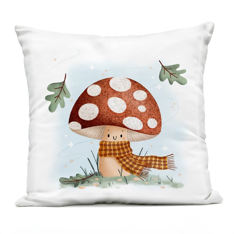 Stupell Industries Happy Mushroom in Scarf Outdoor Printed Pillow