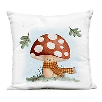 Stupell Industries Happy Mushroom in Scarf Outdoor Printed Pillow