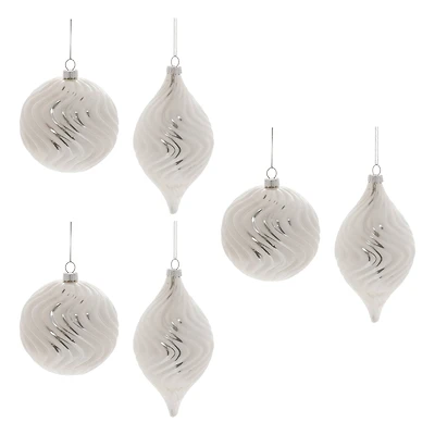 Ivory Wavy Glass Ornament Set