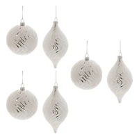 Ivory Wavy Glass Ornament Set