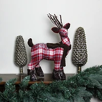 19.5" Plaid Reindeer with Brown Scarf Tabletop Figure