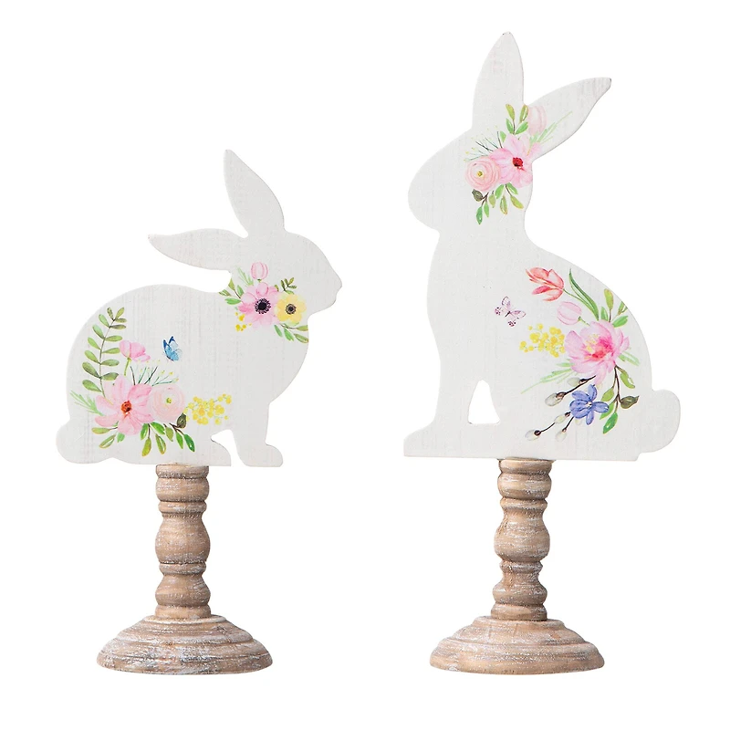 Glitzhome® 12.5" Easter Wooden Bunny Table Décor Set