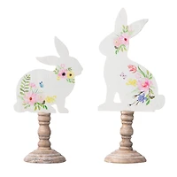 Glitzhome® 12.5" Easter Wooden Bunny Table Décor Set