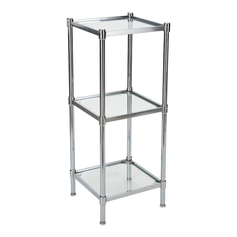 Organize It All Glacier 34" 3-Tier Freestanding Tempered Glass Shelving Tower