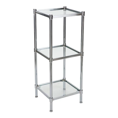 Organize It All Glacier 34" 3-Tier Freestanding Tempered Glass Shelving Tower