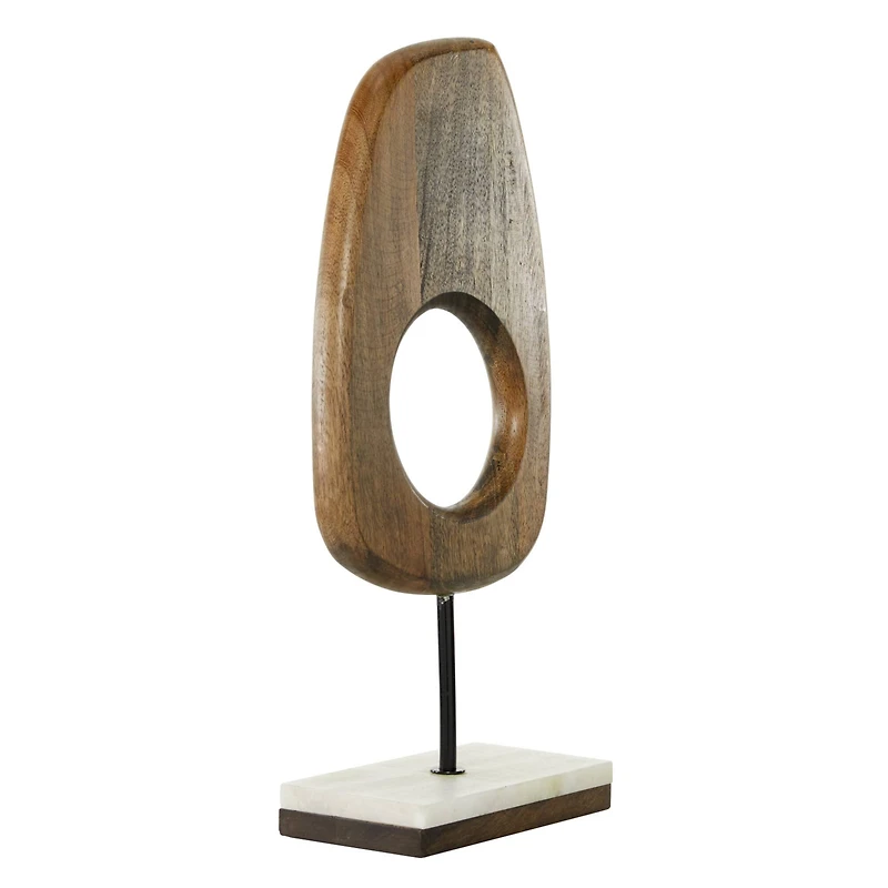18" Brown Mango Wood Modern Sculpture