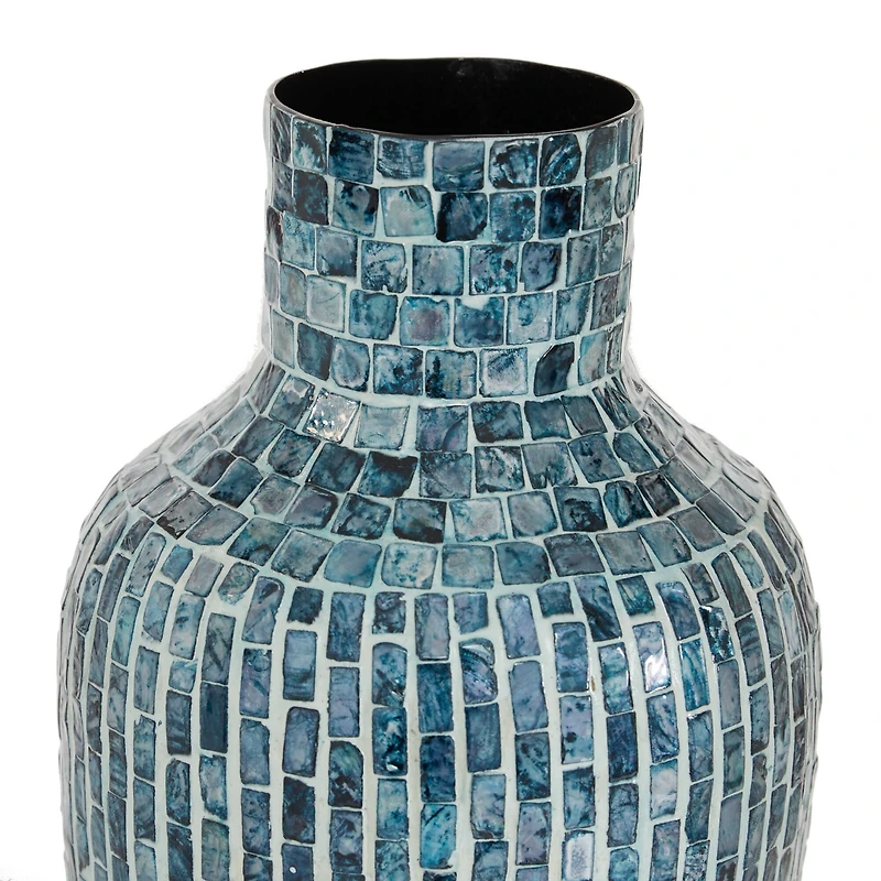 16" Blue Mother of Pearl Coastal Vase