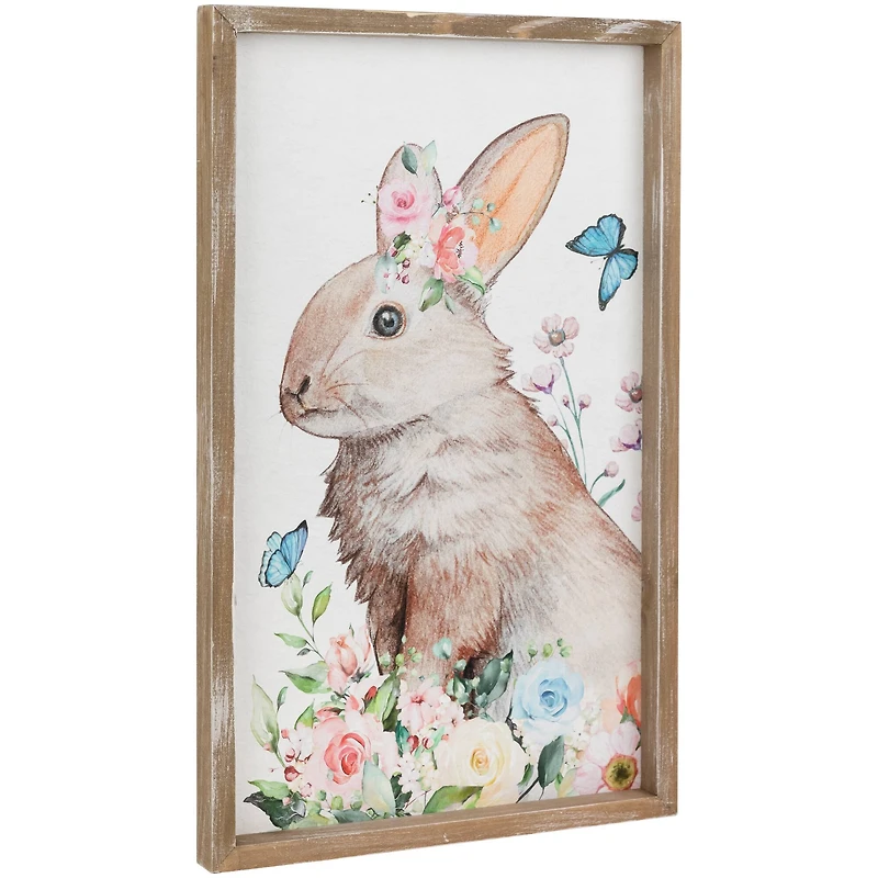 Easter Bunny with Flowers Framed Wall Décor