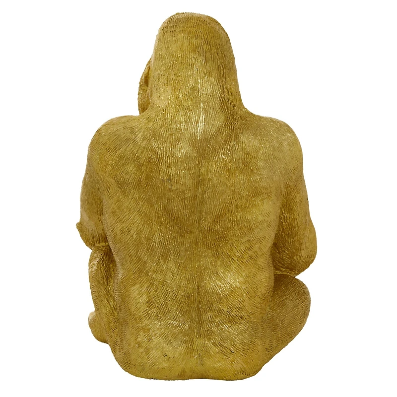 15" Gold Traditional Gorilla Sculpture