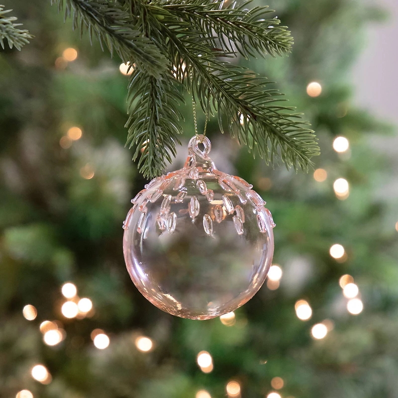 3" Pink Iridescent Glass Ball Ornament