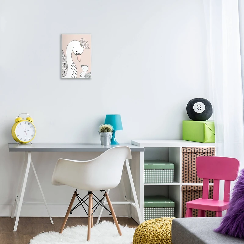 Stupell Industries Mother & Baby Swan Flower Crowns Princess Animals Wall Plaque Art