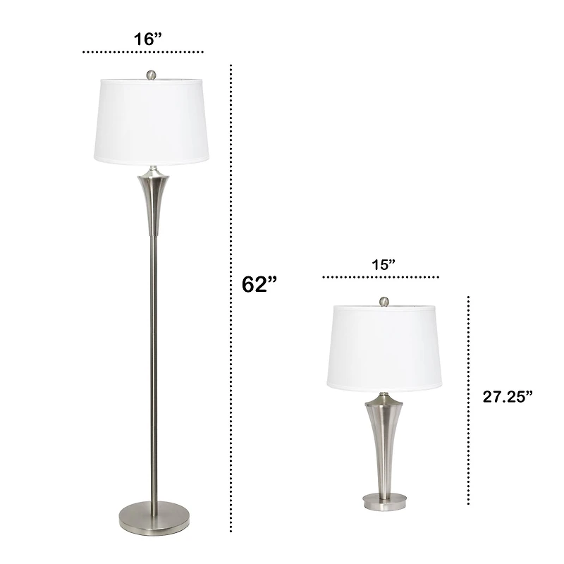 Lalia Home Vienna Brushed Nickel Lamp Set