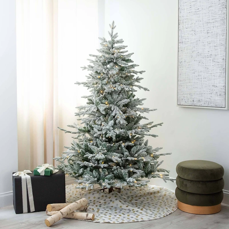 6ft. Pre-Lit Fraser Fir Flocked Artificial Christmas Tree with Instant, Warm White LED Lights