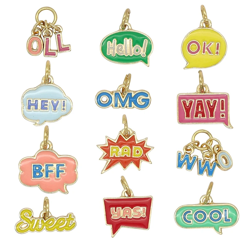 Enamel Words Charm Mix by Bead Landing™