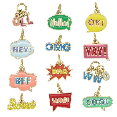 Enamel Words Charm Mix by Bead Landing™