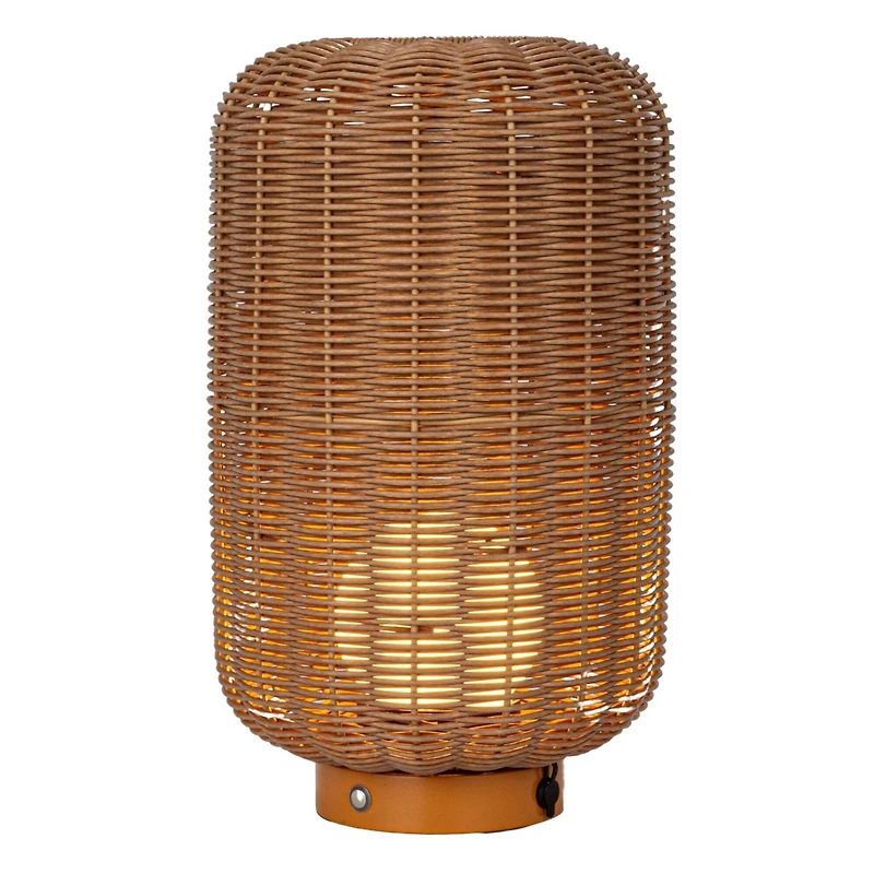 Hello Honey® 14.25" Natural Plastic & Woven Rattan LED Lamp, 2ct.