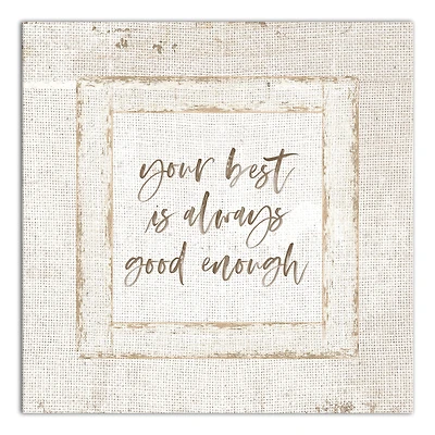 Good Enough Burlap 12" x 12" Canvas Wall Art