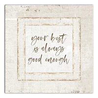 Good Enough Burlap 12" x 12" Canvas Wall Art