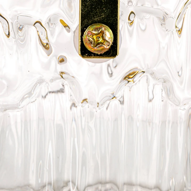 Hello Honey 24-Ounce Textured Glass Ice Bucket with Gold Finish Handle and Tongs, Clear/Gold