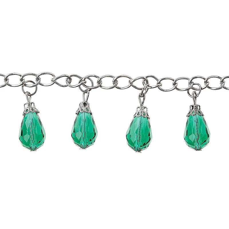 Bead Gallery® Aqua Teardrop Glass Beads Chain