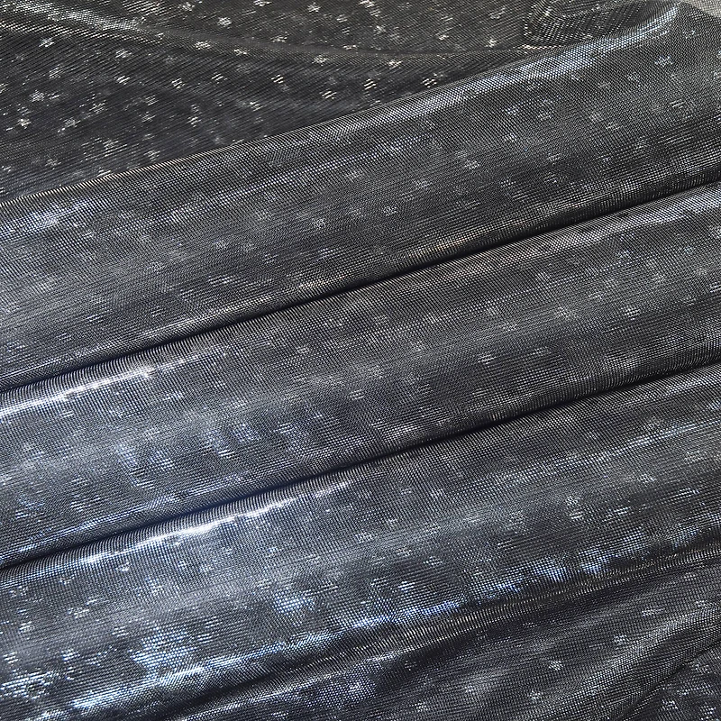 Feldman Silver Dots & Stars Metallic Knit Fabric