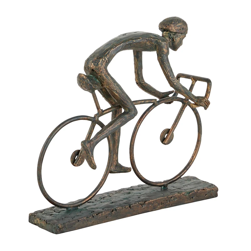 9" Contemporary Bronze Polystone Stylized Cyclist Sculpture