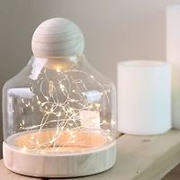 7" Transparent Glass Hurricane with Decorative Wooden Lid