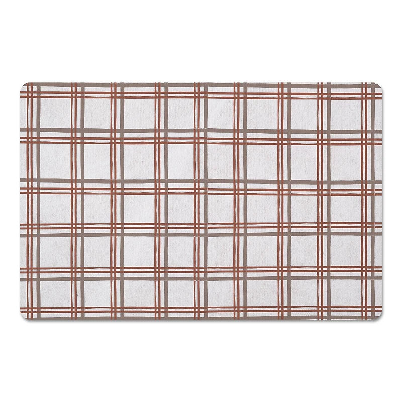 Holiday Plaid on White Floor Mat