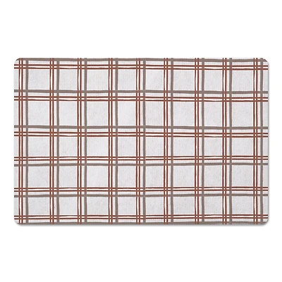 Holiday Plaid on White Floor Mat