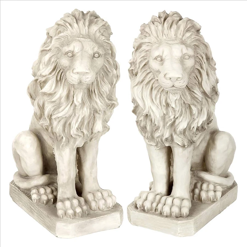 Design Toscano 21" Mansfield Manor Lion Sentinel Statue Set