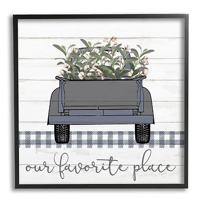 Stupell Industries Favorite Place Truck Wood Texture Blue Word Design Framed Wall Art
