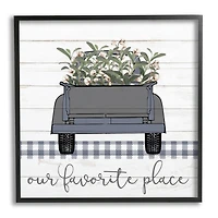 Stupell Industries Favorite Place Truck Wood Texture Blue Word Design Framed Wall Art