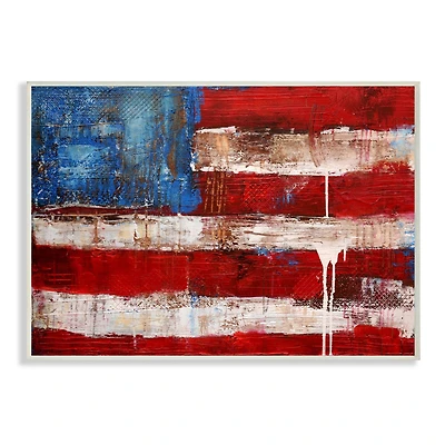 Stupell Industries Rustic United States Flag with Distressed Paint Drip Wall Plaque Art