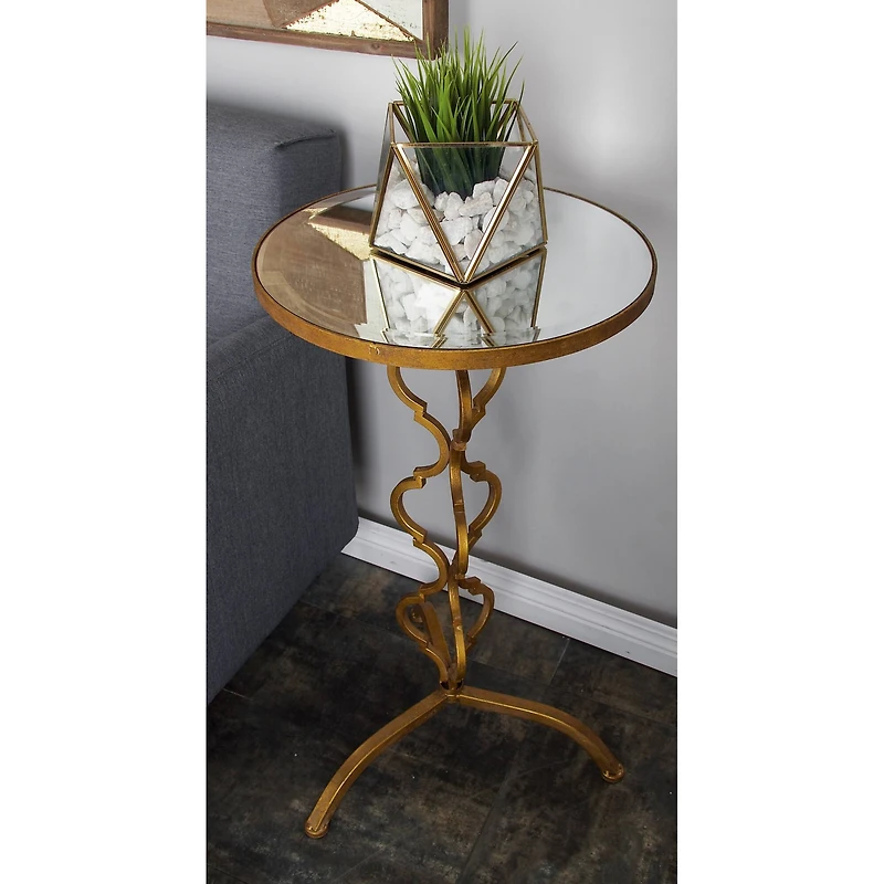 30" Gold Glam Metal Accent Table