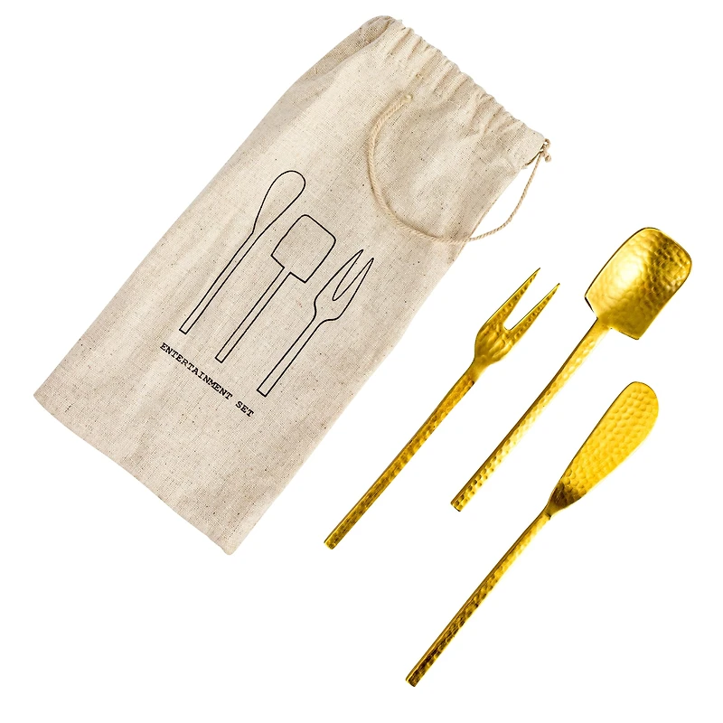 Hello Honey® Gilded Hammered Stainless Steel Appetizer Utensil Set