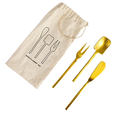 Hello Honey® Gilded Hammered Stainless Steel Appetizer Utensil Set