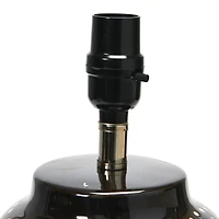 Hello Honey® 22" Black and White Dotted Stoneware Table Lamp with Linen Shade