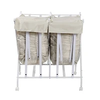 Honey Can Do White/Natural Double Bounce Back Hamper with Wheels and Lid