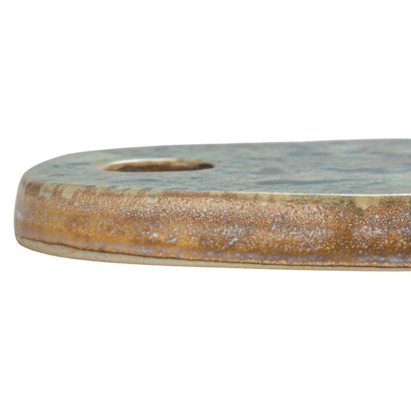 Hello Honey® 13.75" Green Matte Stoneware Cheese Board with Leather Tie