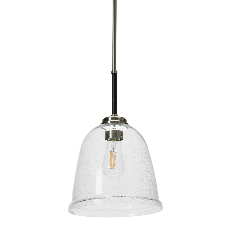 Hello Honey® Robert Stevenson Lighting Landry 11" Black & Nickel Seedy Glass & Metal Ceiling Light