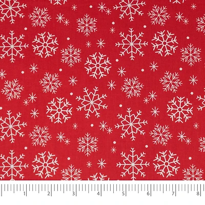 SINGER Christmas Red Snowflakes Cotton Fabric