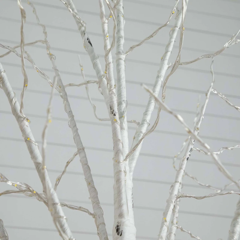 8ft. Pre-Lit White Birch Artificial Christmas Tree, Warm White LED Lights