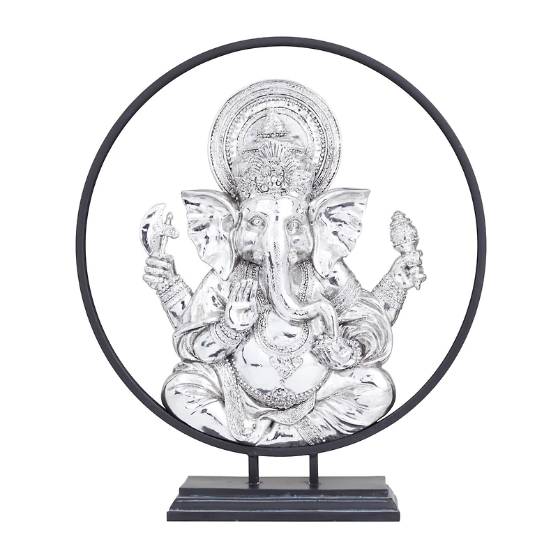 22" Black Polystone Eclectic Buddha