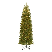 6.5 Ft. Pre-Lit Feel Real® Downswept Douglas Fir Pencil Slim Artificial Christmas Tree, Clear Lights