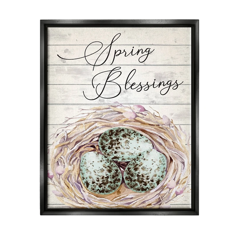 Stupell Industries Spring Blessings Bird Nest Nature Floater Framed Art