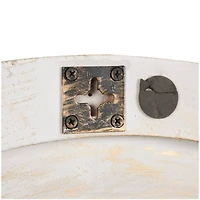 36" x 36" Gold Wooden Starburst Abstract Carved Circle Wall Décor with White Backing