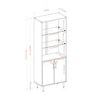 Walker Edison 68" Solid White Hutch with Bookmatch Doors