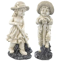 Design Toscano 13" Medium Rebecca & Samuel Young Gardener Statues Set