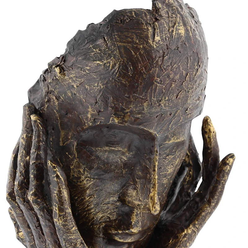 Brown Polystone Traditional Sculpture, Mask 16" x 5" x 8"
