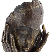 Brown Polystone Traditional Sculpture, Mask 16" x 5" x 8"
